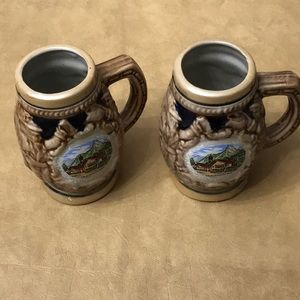 Pair of vintage German miniature beer steins Oberammergau